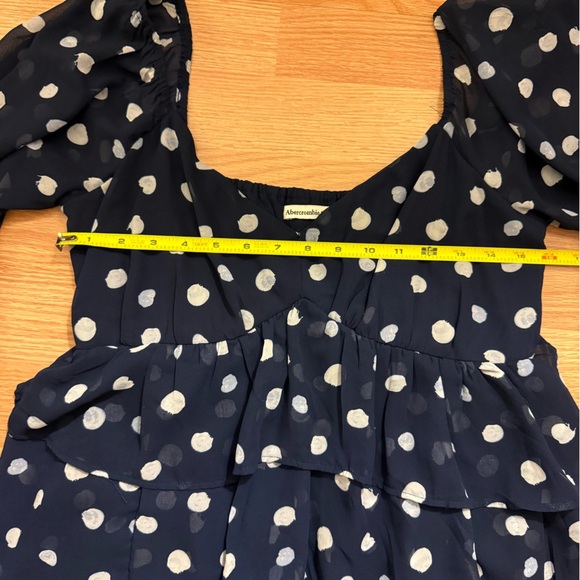 Abercrombie & Fitch Navy Polka Dot Long Sleeve Dress - Picture 4 of 6